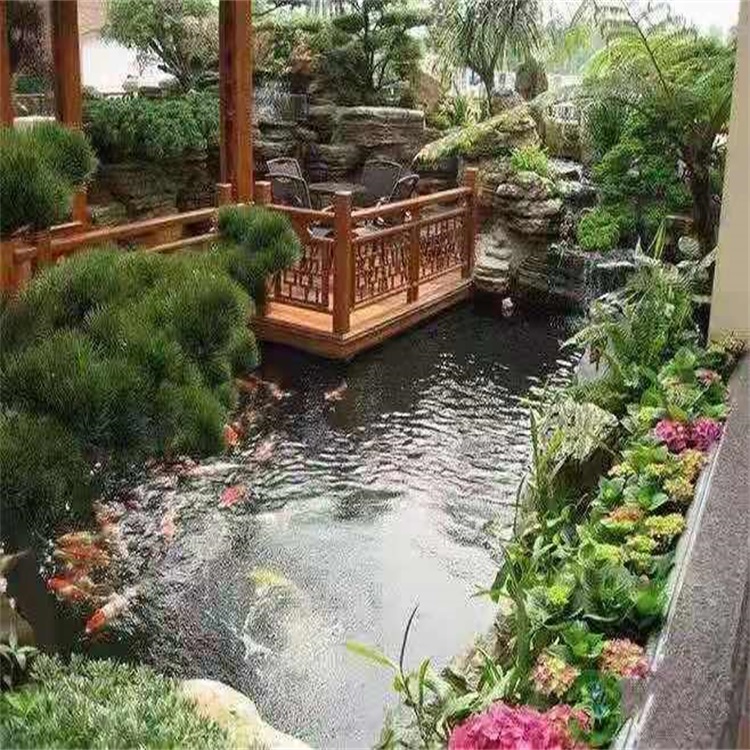 攸县庭院设计鱼池假山建造图